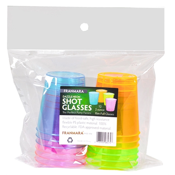 Dazzle Neon Plastic Shot Glasses, 2 oz., 12-pack - Image 2