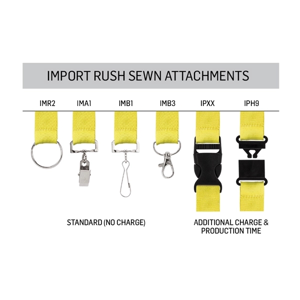Import Rush 1" Polyester Lanyard with Sewn Silver Ring - Image 16