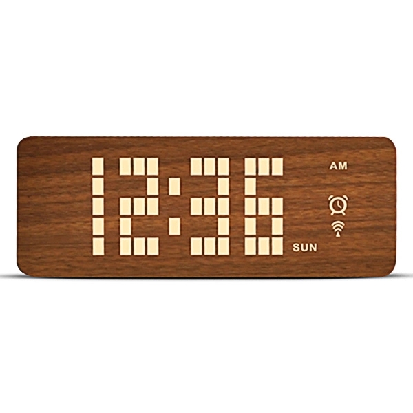 Wooden Digital Desk Clock w/ Temperature - Image 2