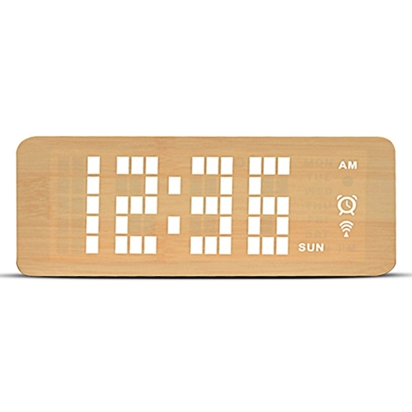 Wooden Digital Desk Clock w/ Temperature - Image 4