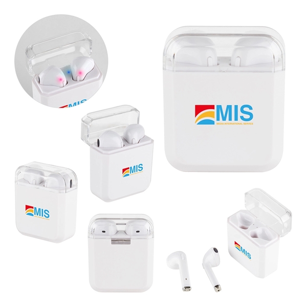 White Wireless Earbuds - Image 1
