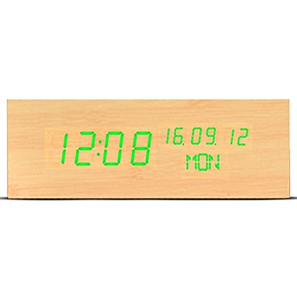 Wooden Adjustable Brightness Digital Desk Clock - Image 3