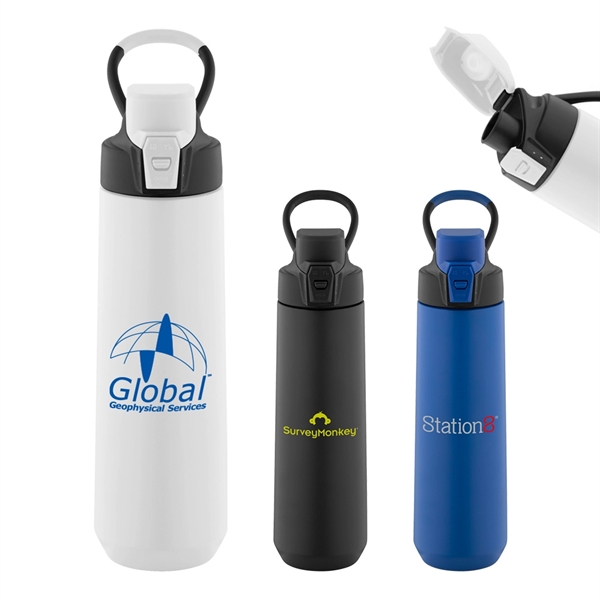 24 oz. Stainless Steel Water Bottle with Flip-Up Spout - Image 1