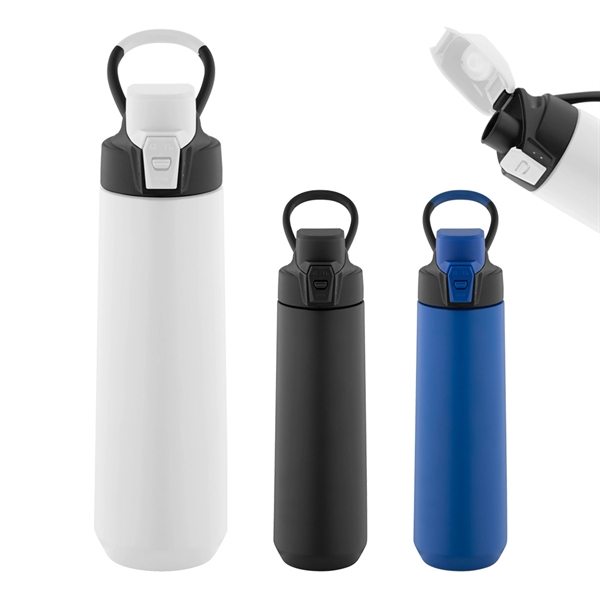 24 oz. Stainless Steel Water Bottle with Flip-Up Spout - Image 5