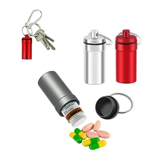 Aluminum Metal Pill Case With Keychain