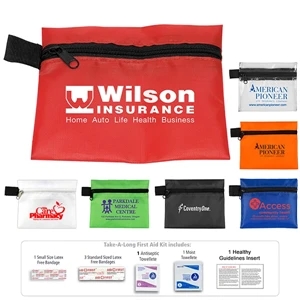 7 Piece Take-A-Long First Aid Kit in Polyester Zipper Pouch