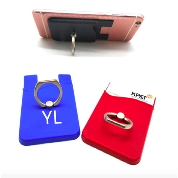 Silicone Credit Card Pouches W/ Ring Holder - Image 1