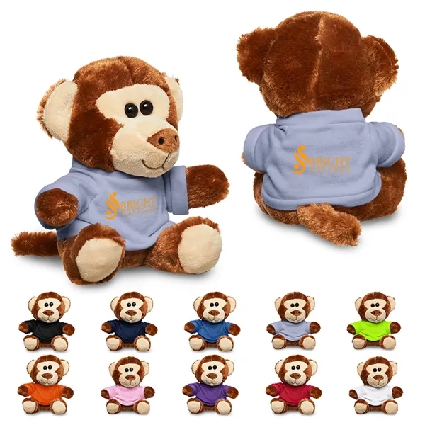 7" Plush Monkey with T-Shirt - Image 1