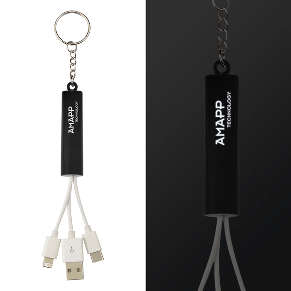 3-In-1 Light Up Charging Cables On Key Ring - Image 6
