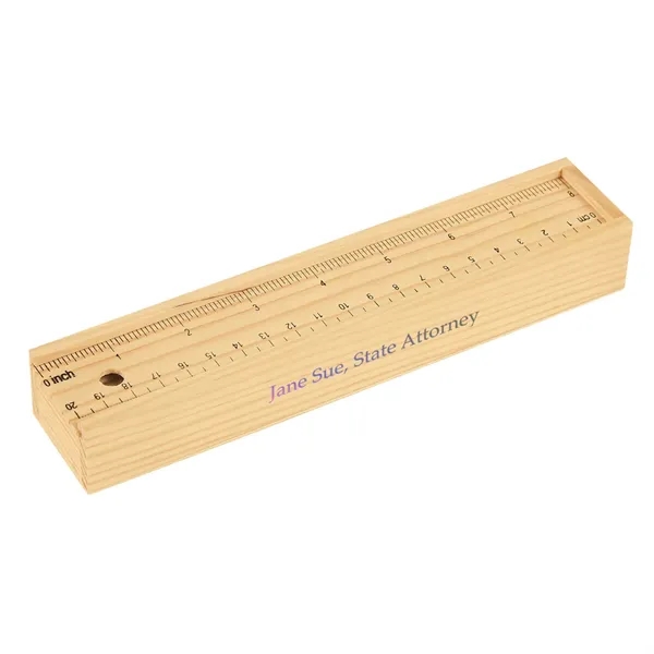 12- Piece Colored Pencil Set In Wooden Ruler Box - Image 2