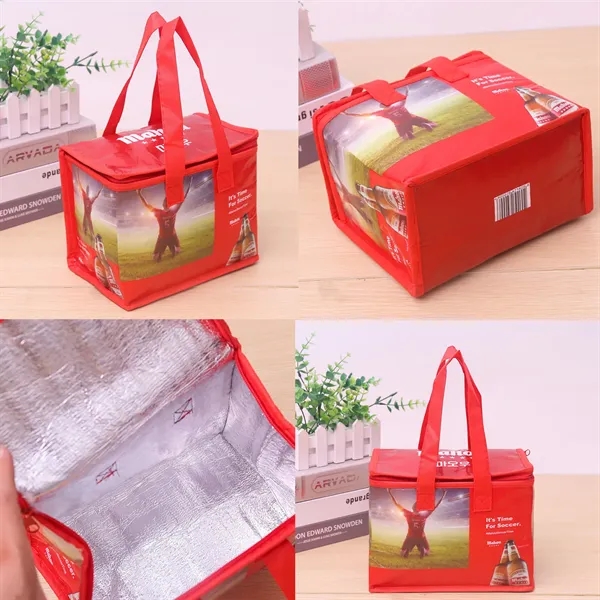 Custom Full Color Imprint Non-woven Lunch Cooler Bag  - Image 5