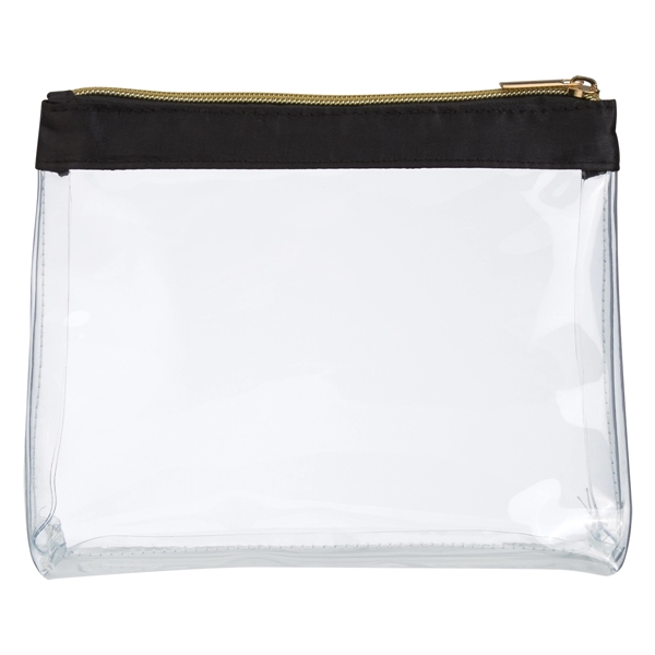Sadie Satin Clear Cosmetic Bag - Image 5