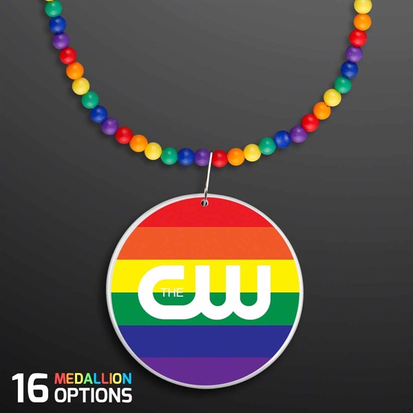 Rainbow Beads Necklace with Medallion (NON-Light Up) - Image 1