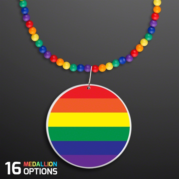 Rainbow Beads Necklace with Medallion (NON-Light Up) - Image 2