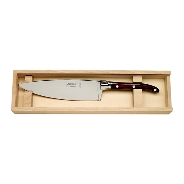 Laguiole Chef's Knife in Pinewood Gift Box (Made in France) - Image 2