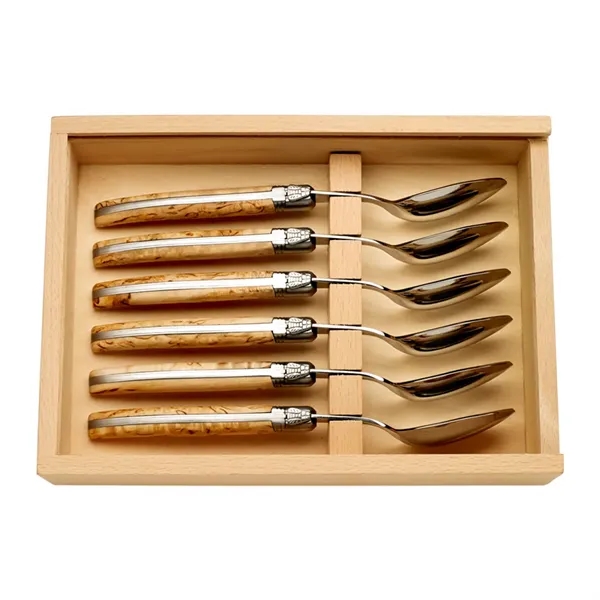 Laguiole Spoon Set in Pinewood Gift Box (Made in France) - Image 1