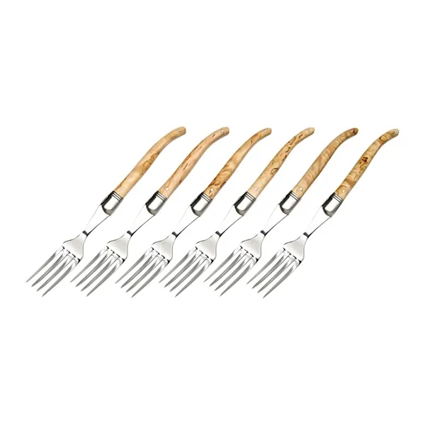 Laguiole Fork Set in Pinewood Gift Box (Made in France) - Image 2