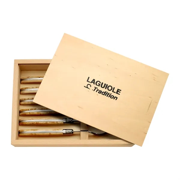 Laguiole Fork Set in Pinewood Gift Box (Made in France) - Image 5