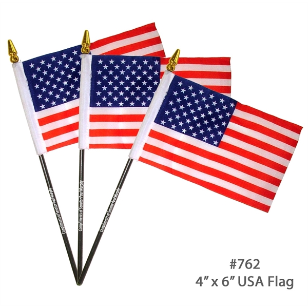 4" x 6" Hand Held USA Flag With 10" Plastic Pole - Image 3