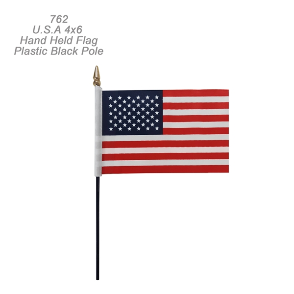 4" x 6" Hand Held USA Flag With 10" Plastic Pole - Image 4