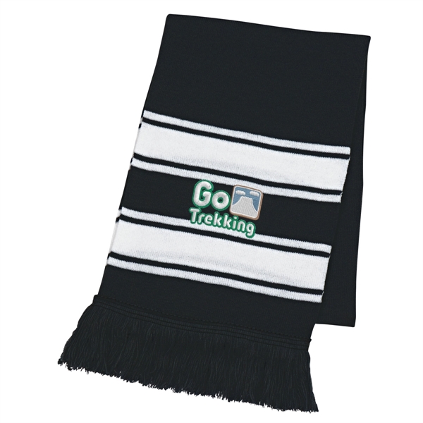 Two-Tone Knit Scarf With Fringe - Image 1