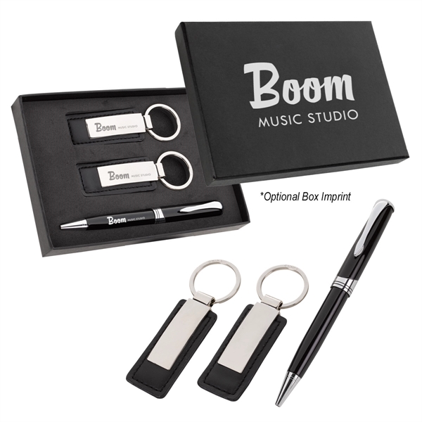 Executive Pen And Leatherette Key Tag Box Set - Image 1