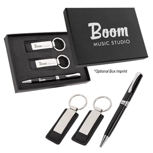 Executive Pen And Leatherette Key Tag Box Set