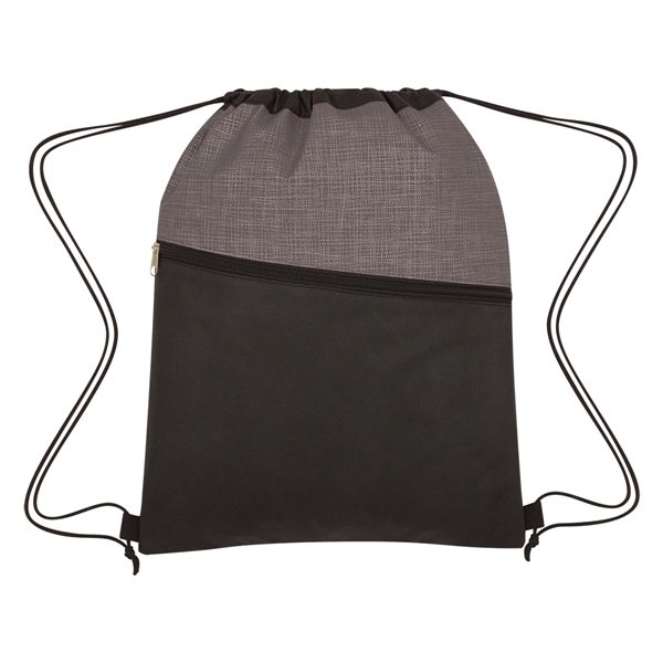 Crosshatch Two-Tone Non-Woven Drawstring Bag - Image 7