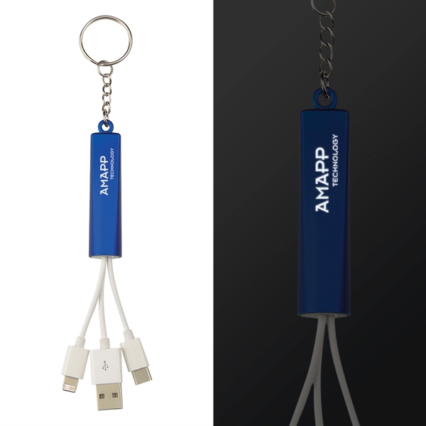3-In-1 Light Up Charging Cables On Key Ring - Image 7