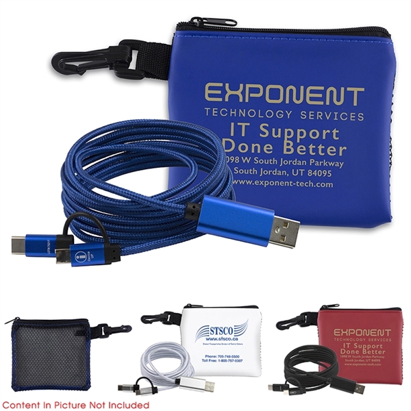 TechMesh Wired Mobile Tech Charging Cable Kit in Mesh Pouch - Image 1