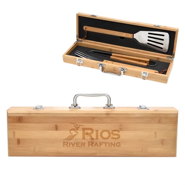 BBQ Set In Bamboo Case - Image 3
