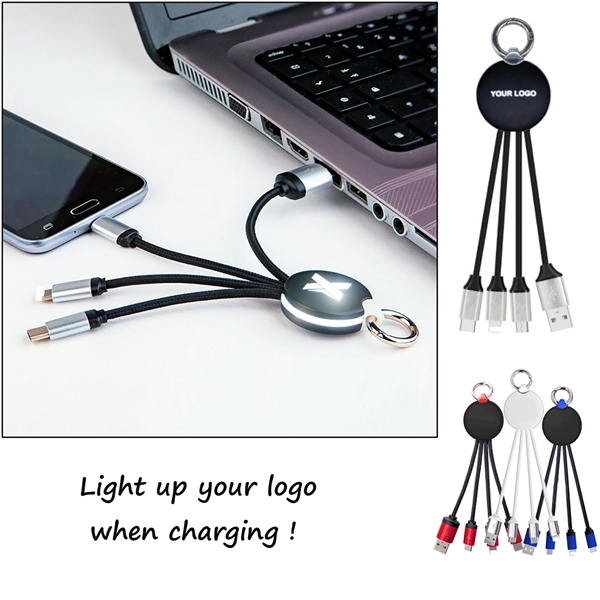 Hot Sale Multi 3 In 1 Light Up Phone Charging Nylon Cable - Image 1
