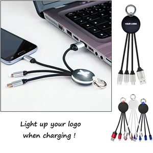 Hot Sale Multi 3 In 1 Light Up Phone Charging Nylon Cable