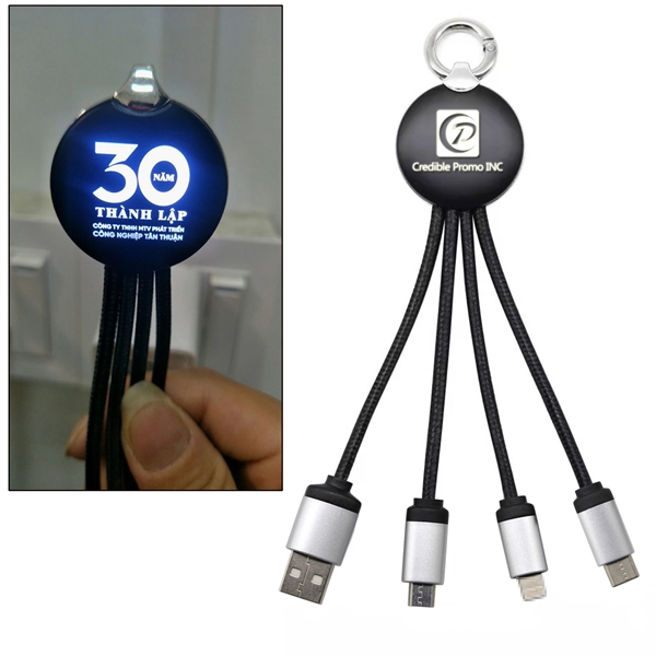 Hot Sale Multi 3 In 1 Light Up Phone Charging Nylon Cable - Image 9