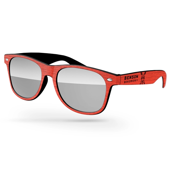 Retro Brushed Wood Mirrored Split Lenses Sunglasses - Image 1