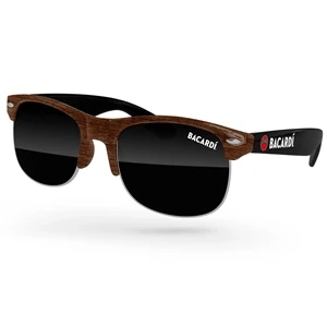 2-Tone Faux-Wood Club Sport Sunglasses w/ full-color imprint