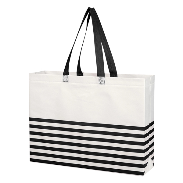 Non-Woven Horizontal Stripe Tote Bag - Image 16