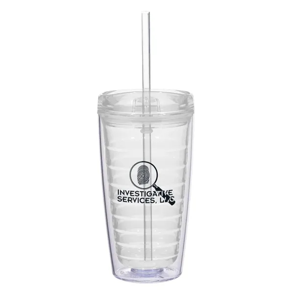 16 Oz. Econo Double Wall Tumbler With Lid And Straw - Image 7