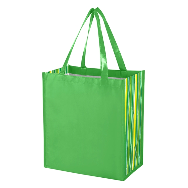 Shiny Laminated Non-Woven Tropic Shopper Tote Bag - Image 3