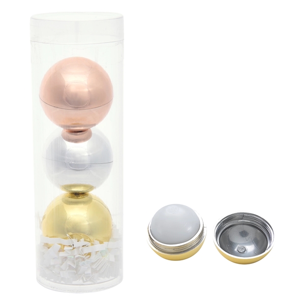 3-Piece Metallic Lip Moisturizer Ball Tube Gift Set - Image 4