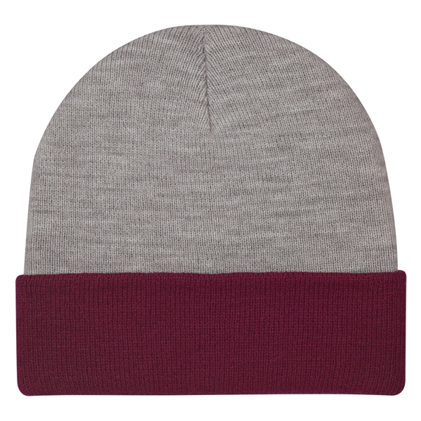 Two-Tone Knit Beanie With Cuff - Image 7