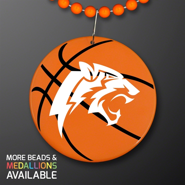 Basketball Medallion with J Hook for Beads (NON-Light Up)