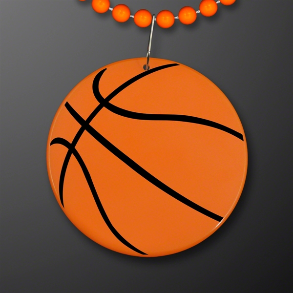 Basketball Medallion with J Hook for Beads (NON-Light Up) - Image 2