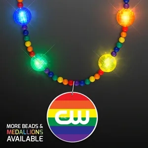Bright Beads Rainbow Party Necklace with Medallion