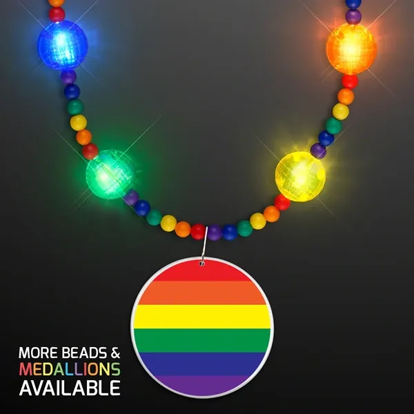 Bright Beads Rainbow Party Necklace with Medallion - Image 3