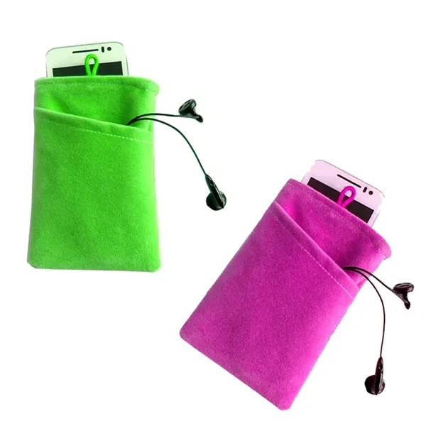 Portable Soft Flannel Storage Drawstring Bag For Cellphone   - Image 1