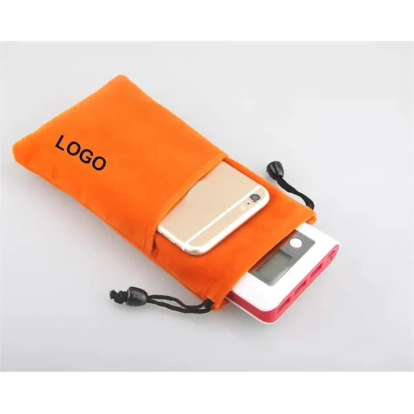 Portable Soft Flannel Storage Drawstring Bag For Cellphone   - Image 2
