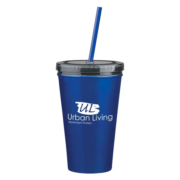16 Oz. Stainless Steel Double Wall Tumbler With Straw - Image 7