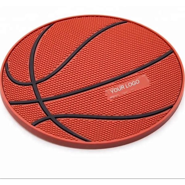 Round Shape Basketball Football Pattern PVC Coaster - Image 4