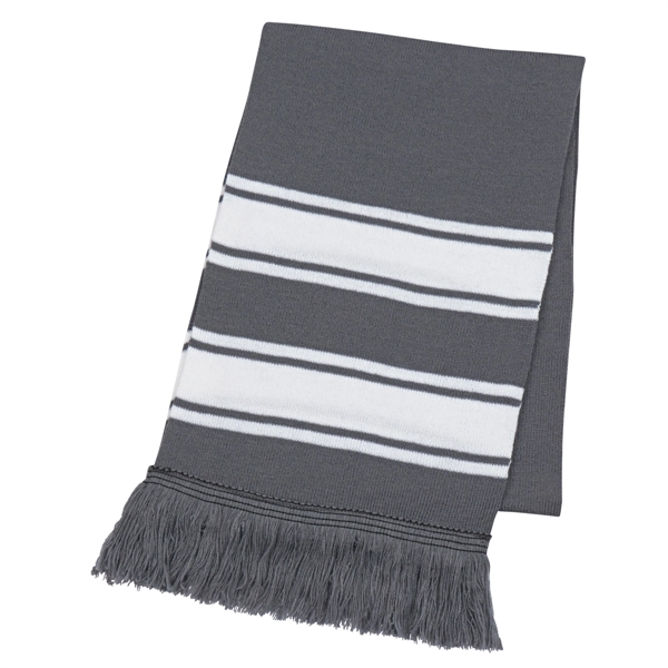 Two-Tone Knit Scarf With Fringe - Image 6
